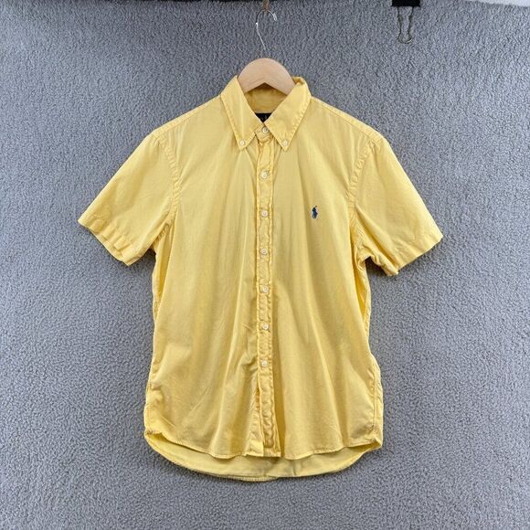 Ralph Lauren Featherweight Twill Button-Down Shirt Yellow Short Sleeve Men’s S - Picture 2 of 11